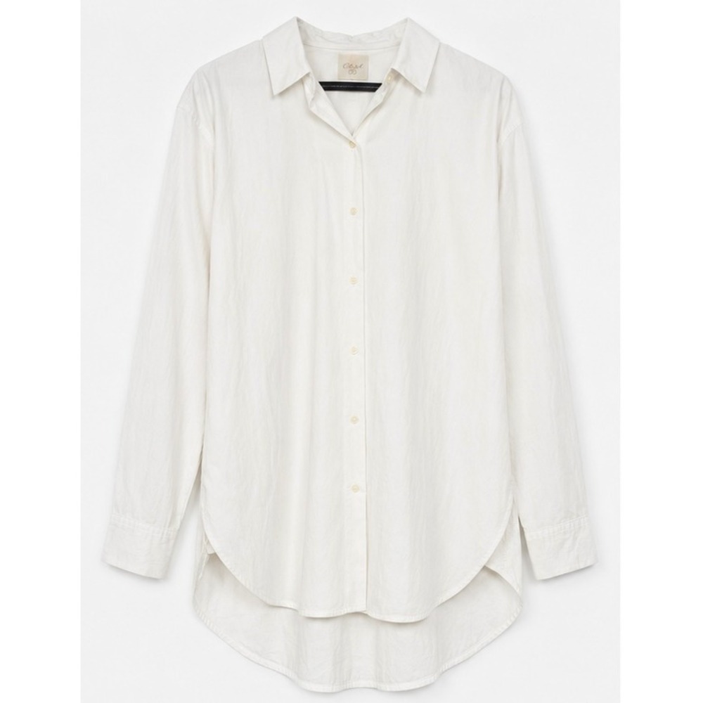 CALIA Women White Oversized High Low Button Down Shirt Long Sleeve WAX31303 L